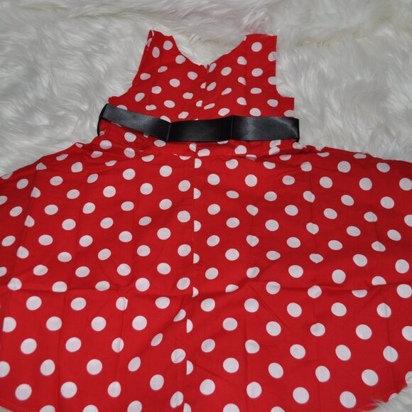 Polka Dots Dress Girl Vintage 1950s Rockabilly Sleeveles Swing A-line - Picture 7 of 7
